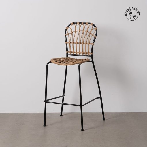 Banco Natural-Preto Pe-Aço Room 60 X 61 X 117 Cm (2 unidades) - Image 2