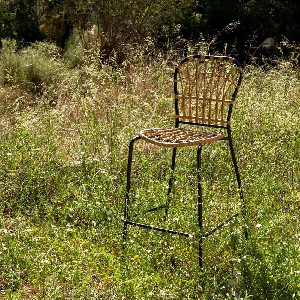 Banco Natural-Preto Pe-Aço Room 60 X 61 X 117 Cm (2 unidades)