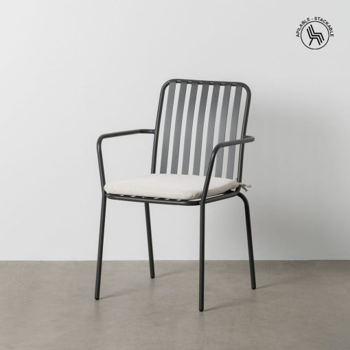 Cadeira Antracite Aço Exterior 56 X 57 X 87 Cm (2 unidades)
