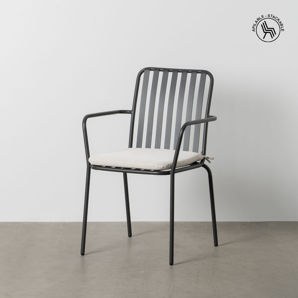 Cadeira Antracite Aço Exterior 56 X 57 X 87 Cm (2 unidades)