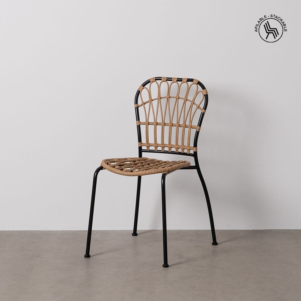 Cadeira Natural-Preto Pe-Aço Room 51 X 58 X 87 Cm (2 unidades) - Image 2