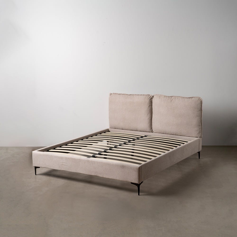 Cama Beige Tecido Quarto 163 X 215 X 93 Cm - Image 2