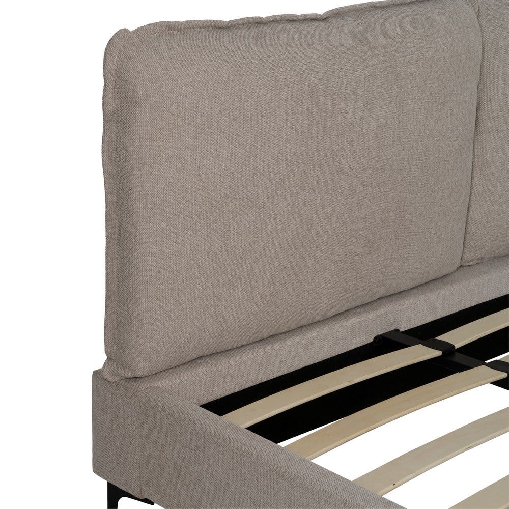 Cama Beige Tecido Quarto 192 X 214 X 95 Cm - Image 3