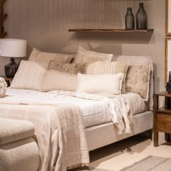 Cama Beige Tecido Quarto 192 X 214 X 95 Cm