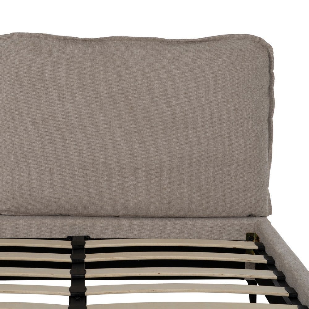 Cama Beige Tecido Quarto 192 X 214 X 95 Cm - Image 6