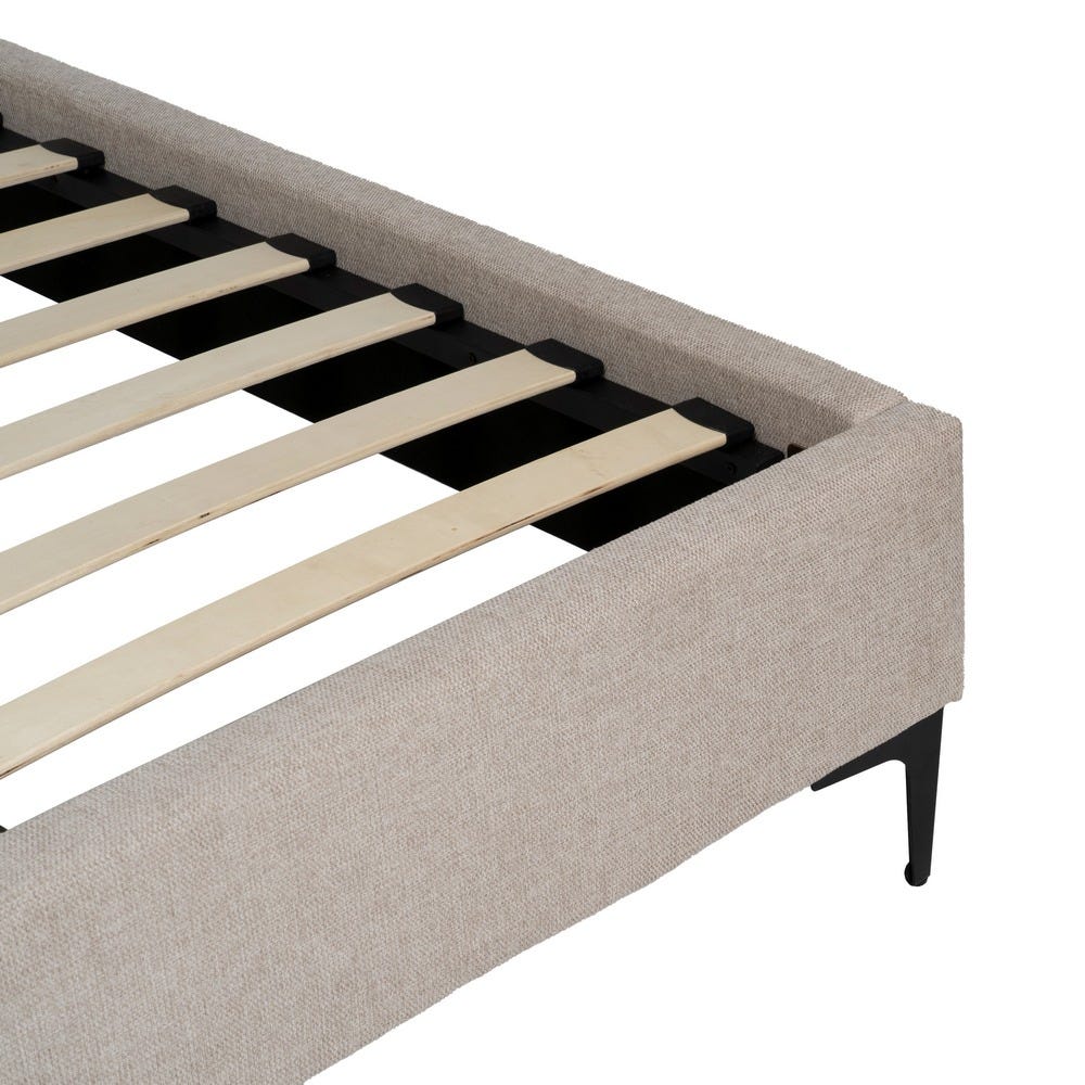 Cama Beige Tecido Quarto 192 X 214 X 95 Cm - Image 4