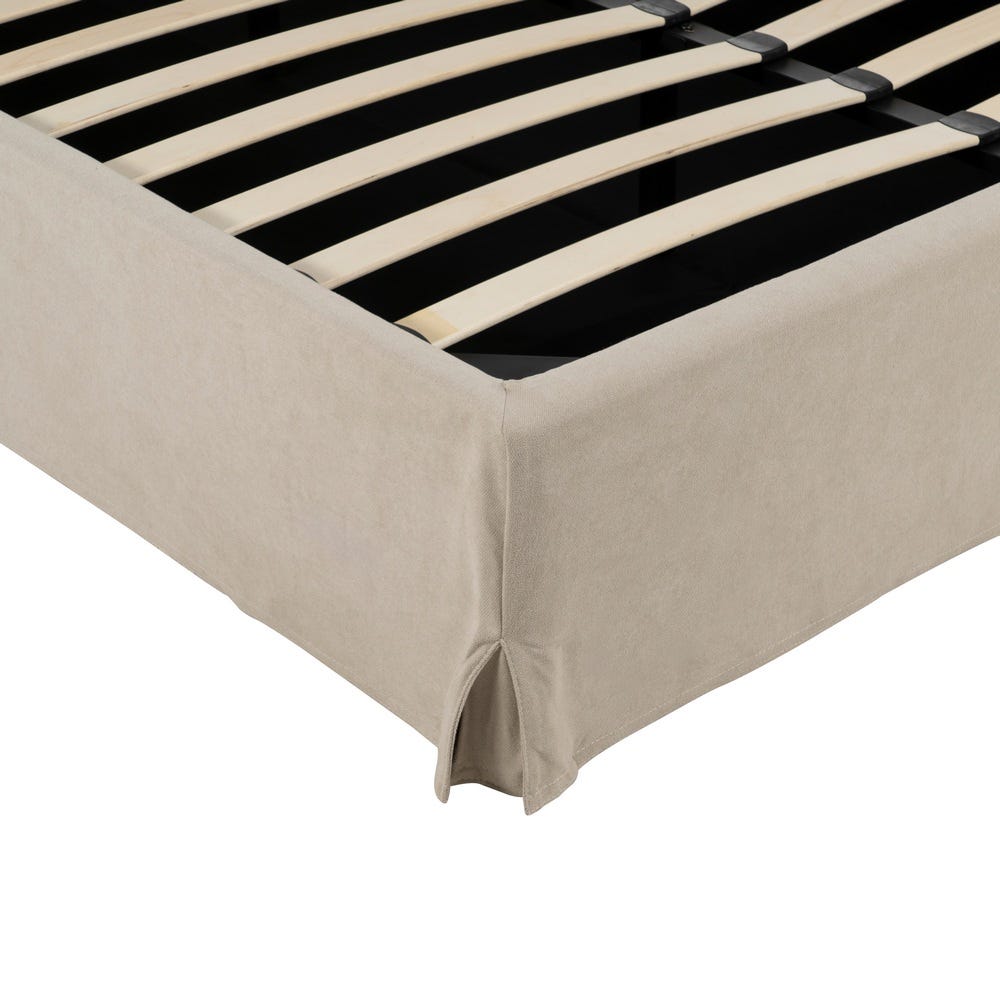 Cama Caixa De Molas Beige Tecido Quarto 166 X 215 X 96 Cm - Image 4