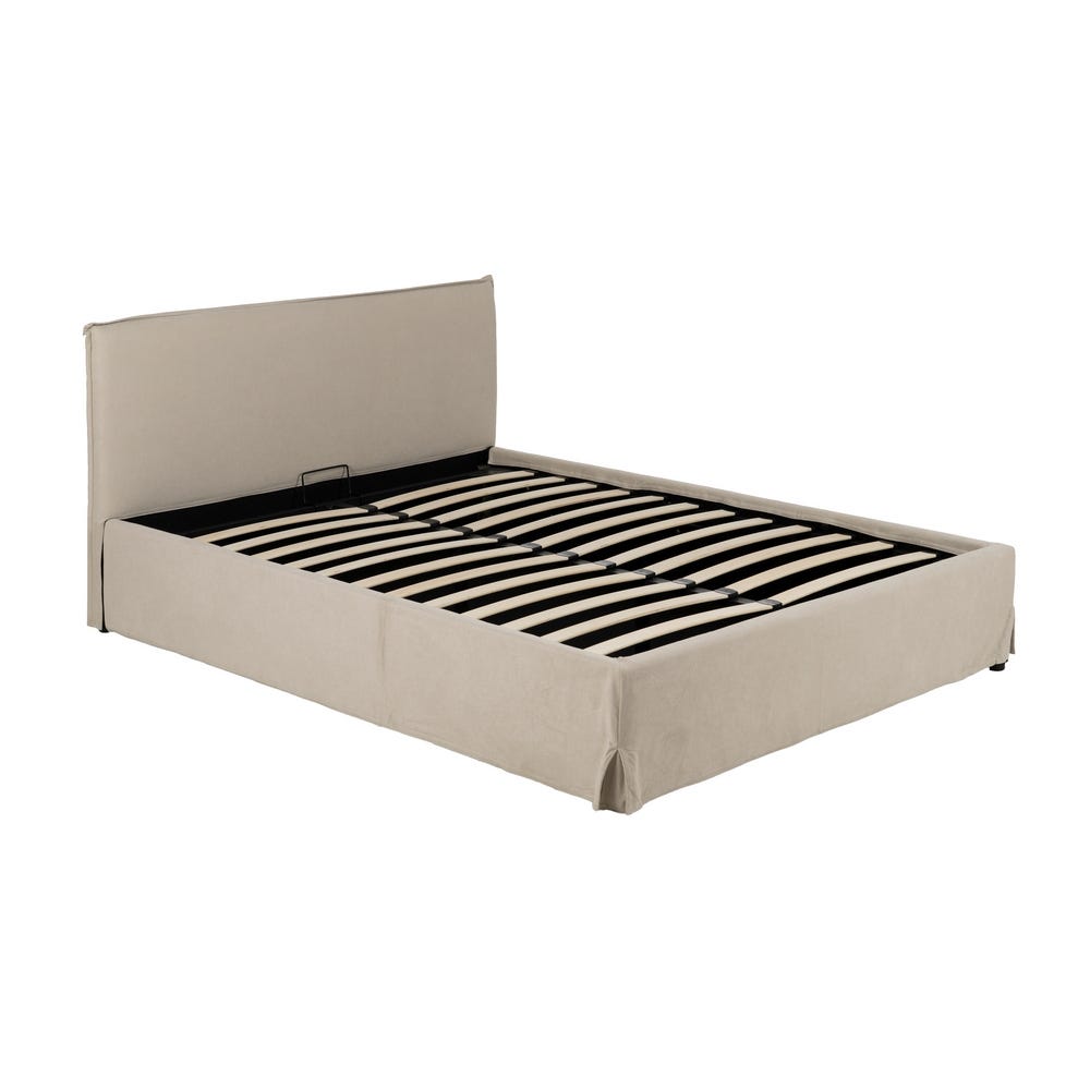 Cama Caixa De Molas Beige Tecido Quarto 166 X 215 X 96 Cm