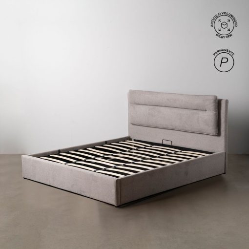 Cama Caixa De Molas Cinza Tecido Quarto 191 X 212 X 113 Cm - Image 2