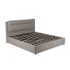 Cama Caixa De Molas Cinza Tecido Quarto 191 X 212 X 113 Cm