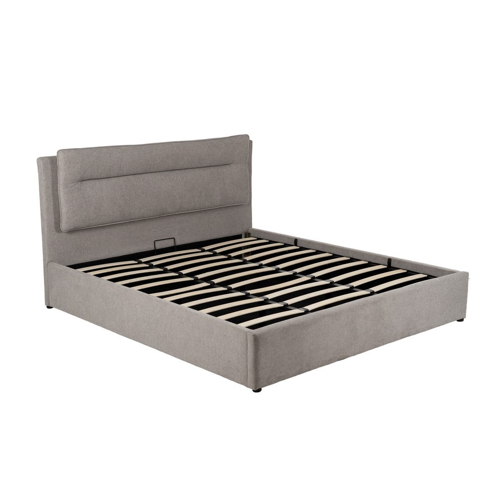 Cama Caixa De Molas Cinza Tecido Quarto 191 X 212 X 113 Cm
