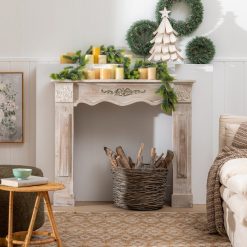 Chaminé Natural Madeira Decoração 116 X 20 X 102 Cm