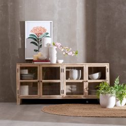 Cómoda Branco Escovado Madeira Mango 160 X 35 X 71 Cm