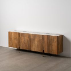 Cómoda Branco-Natural Mármore/Madeira 200 X 41 X 71 Cm
