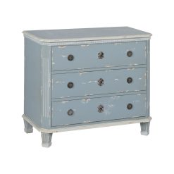 Comoda Cinza Azul Madeira 92 X 46 X 81 Cm