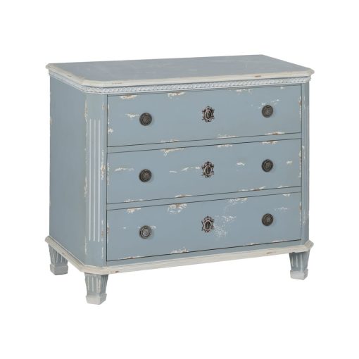 Comoda Cinza Azul Madeira 92 X 46 X 81 Cm