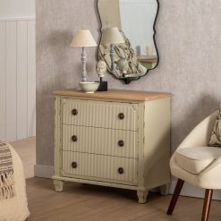 Comoda Creme Madeira 80 X 38 X 73 Cm