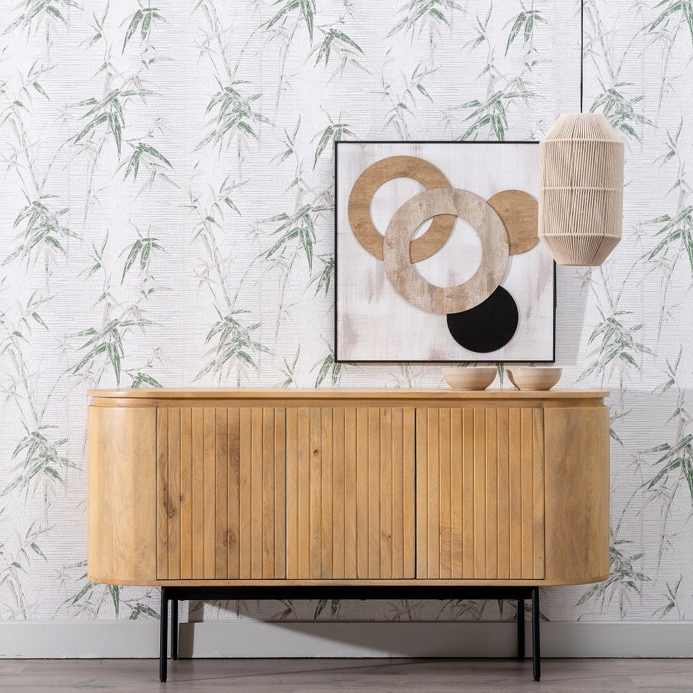 Cómoda Natural-Preto Madeira-Ferro Room 140 X 40 X 75 Cm