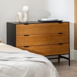 Comoda Preto-Natural Mdf-Madeira 104 X 40 X 81