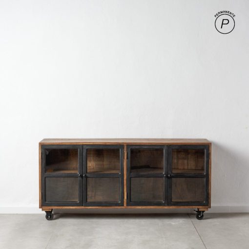 Cómoda. Preto-Natural Madeira Mango 160 X 35 X 71 Cm - Image 2