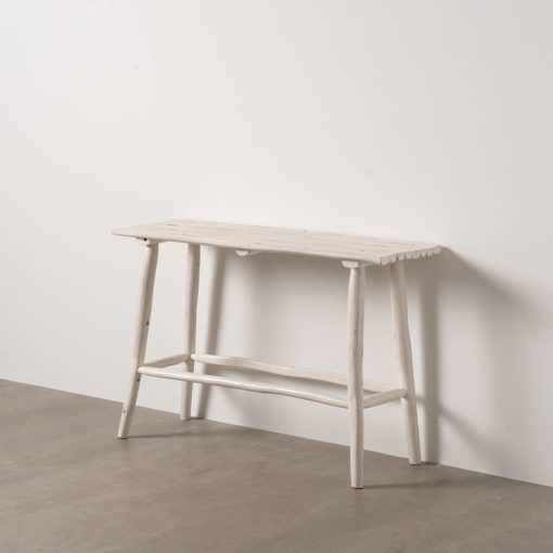Consola Branco Escovado Madeira Di Teca 120 X 40 X 80 Cm - Image 2
