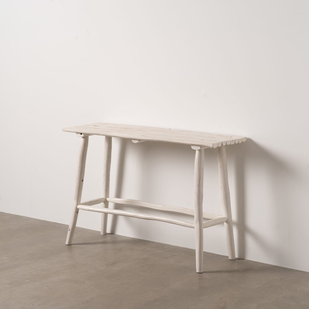 Consola Branco Escovado Madeira Di Teca 120 X 40 X 80 Cm - Image 2