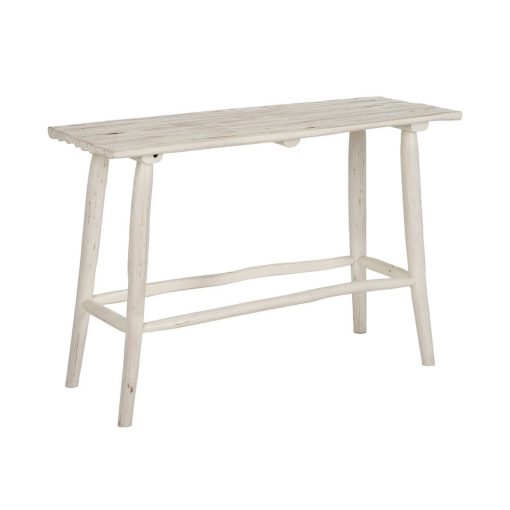 Consola Branco Escovado Madeira Di Teca 120 X 40 X 80 Cm - Image 4