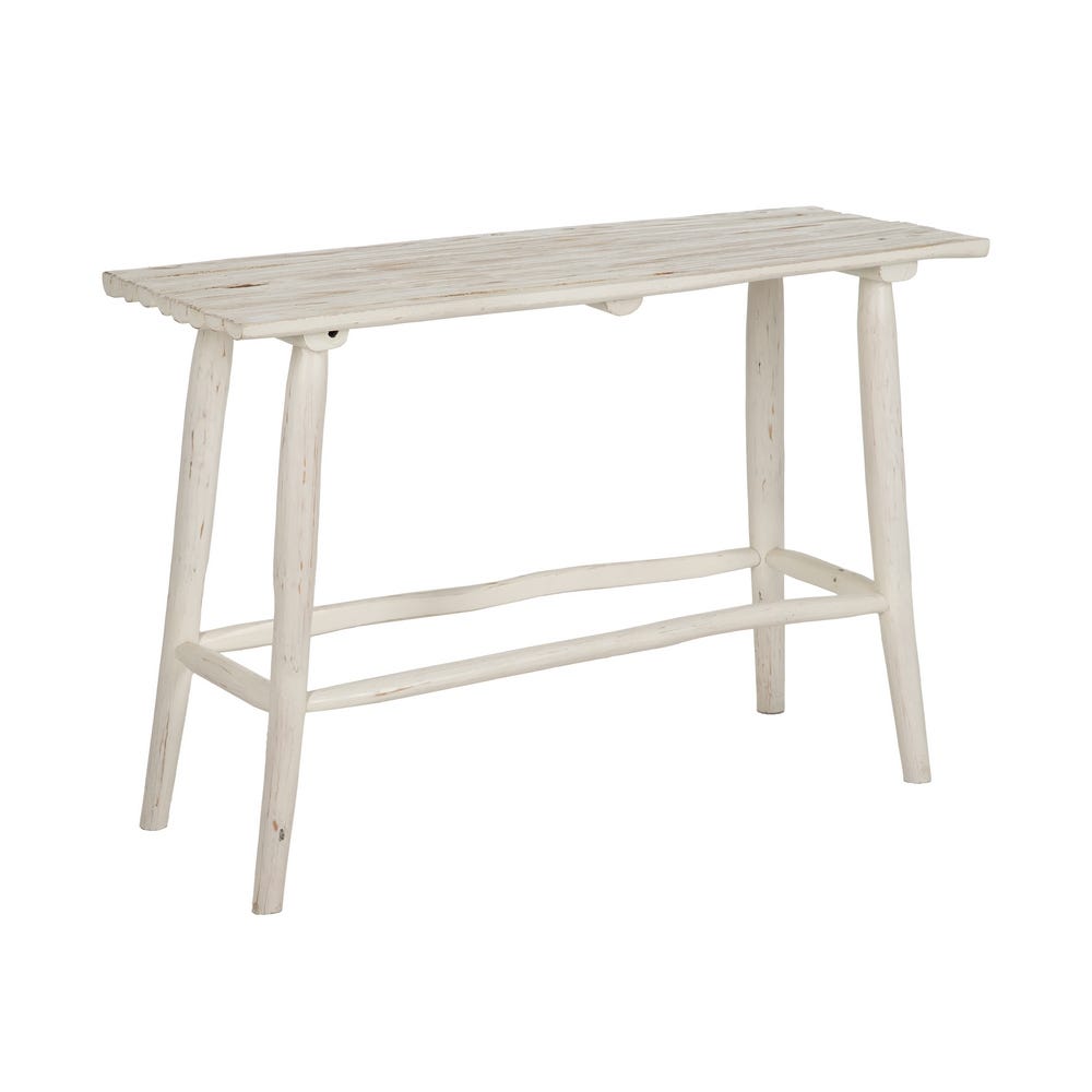 Consola Branco Escovado Madeira Di Teca 120 X 40 X 80 Cm - Image 4
