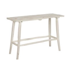 Consola Branco Escovado Madeira Di Teca 120 X 40 X 80 Cm