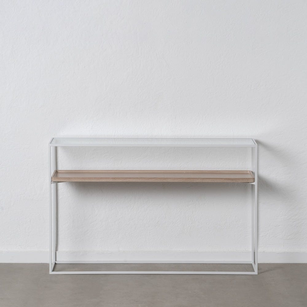 Consola Natural-Branco Mdf-Metal 120 X 30 X 75 Cm - Image 2