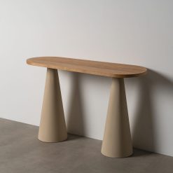 Consola Natural-Branco Mdf-Metal 120 X 40 X 76 Cm