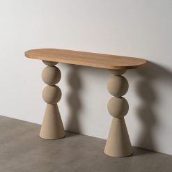 Consola Natural-Branco Mdf-Metal 120 X 40 X 76