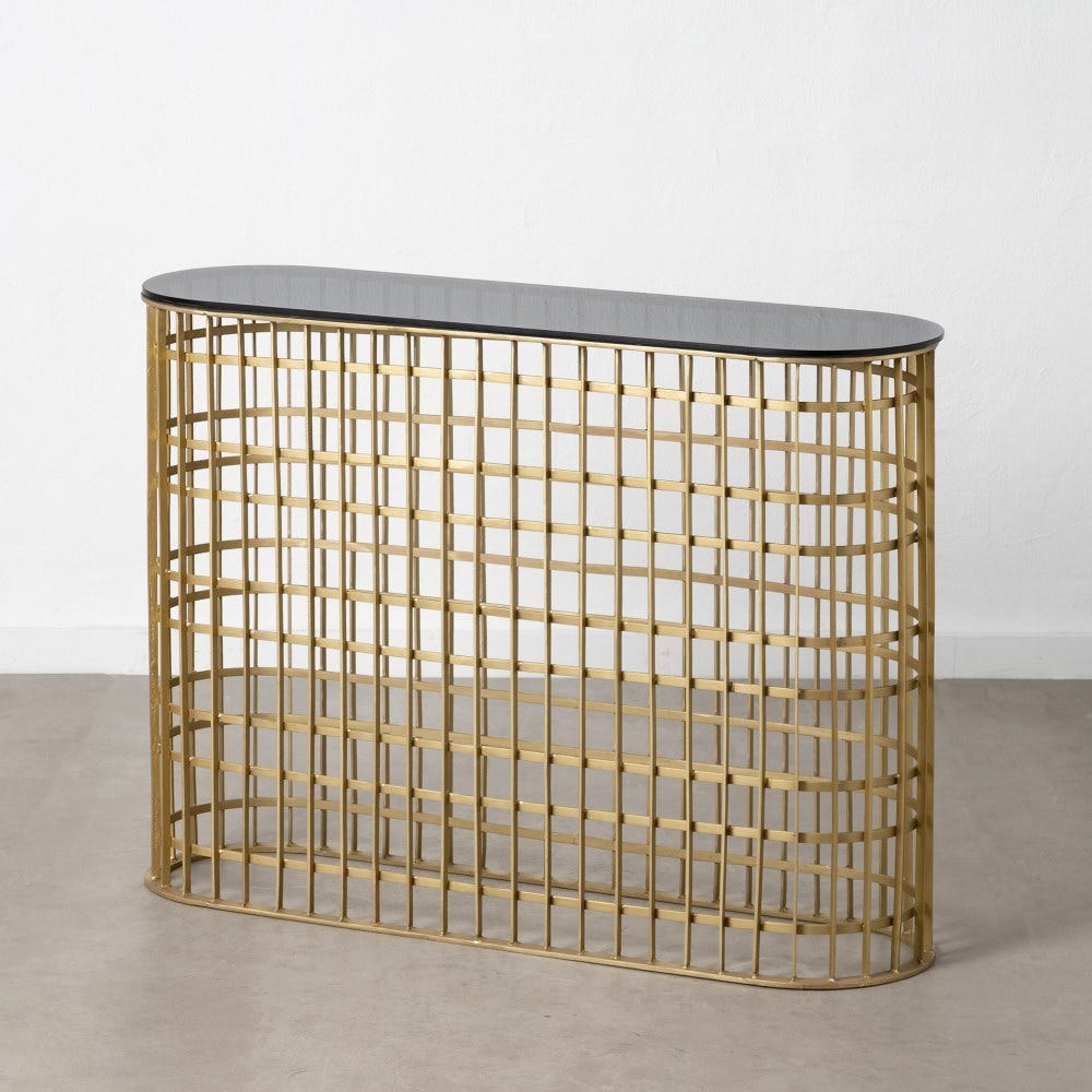 Consola Ouro Metal-Cristal Entrada 107 X 32 X 78 Cm - Image 2
