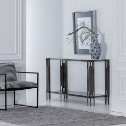 Consola Preto Cristal / Aço Inoxidavel 133 X 44 X 80 Cm