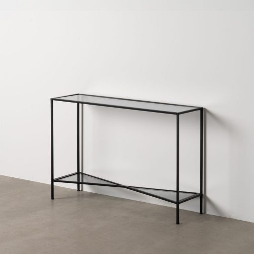 Consola Preto Metal-Cristal 100 X 30 X 70 Cm - Image 3