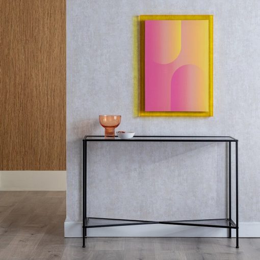 Consola Preto Metal-Cristal 100 X 30 X 70 Cm