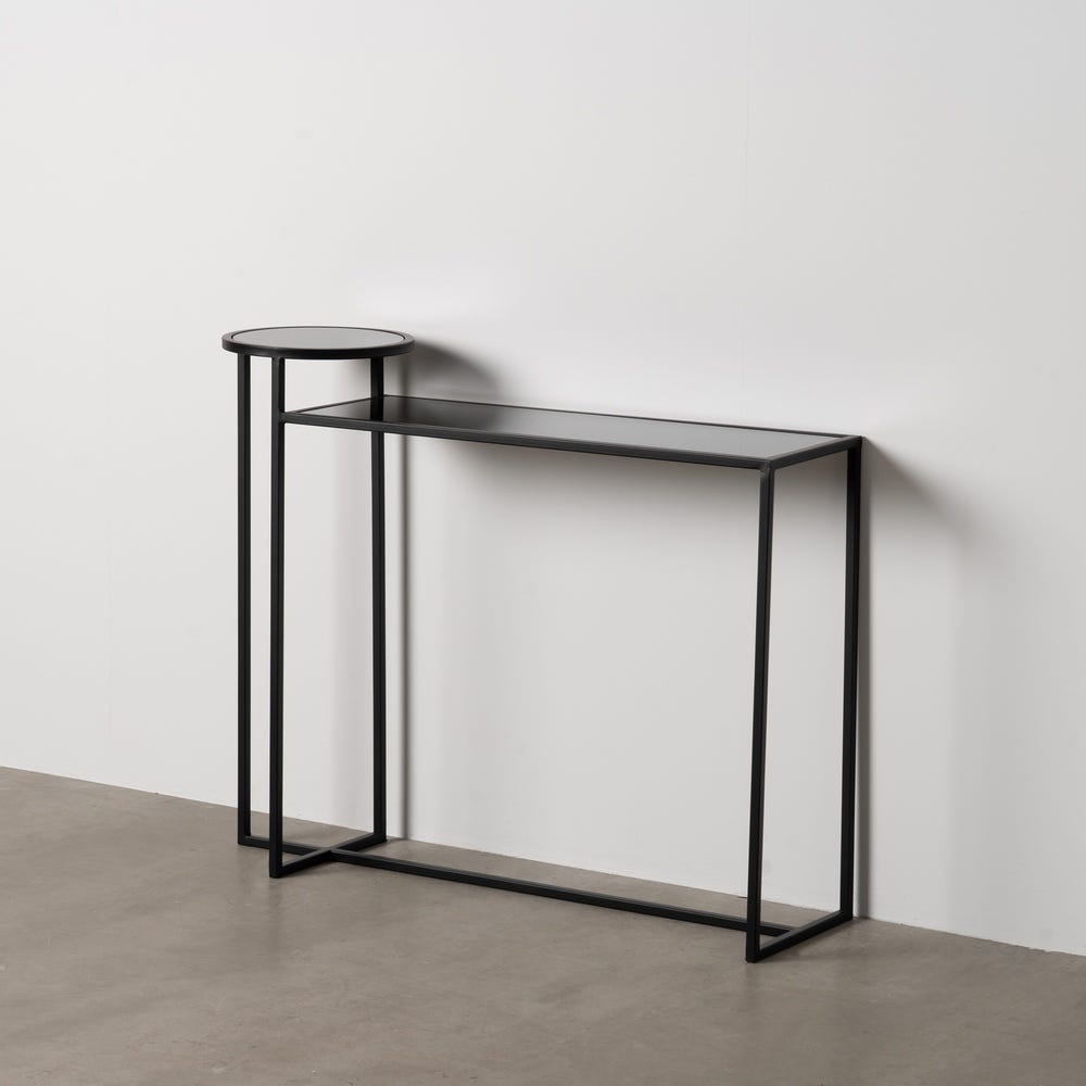 Consola Preto Metal-Cristal 101 X 30 X 83 Cm - Image 2