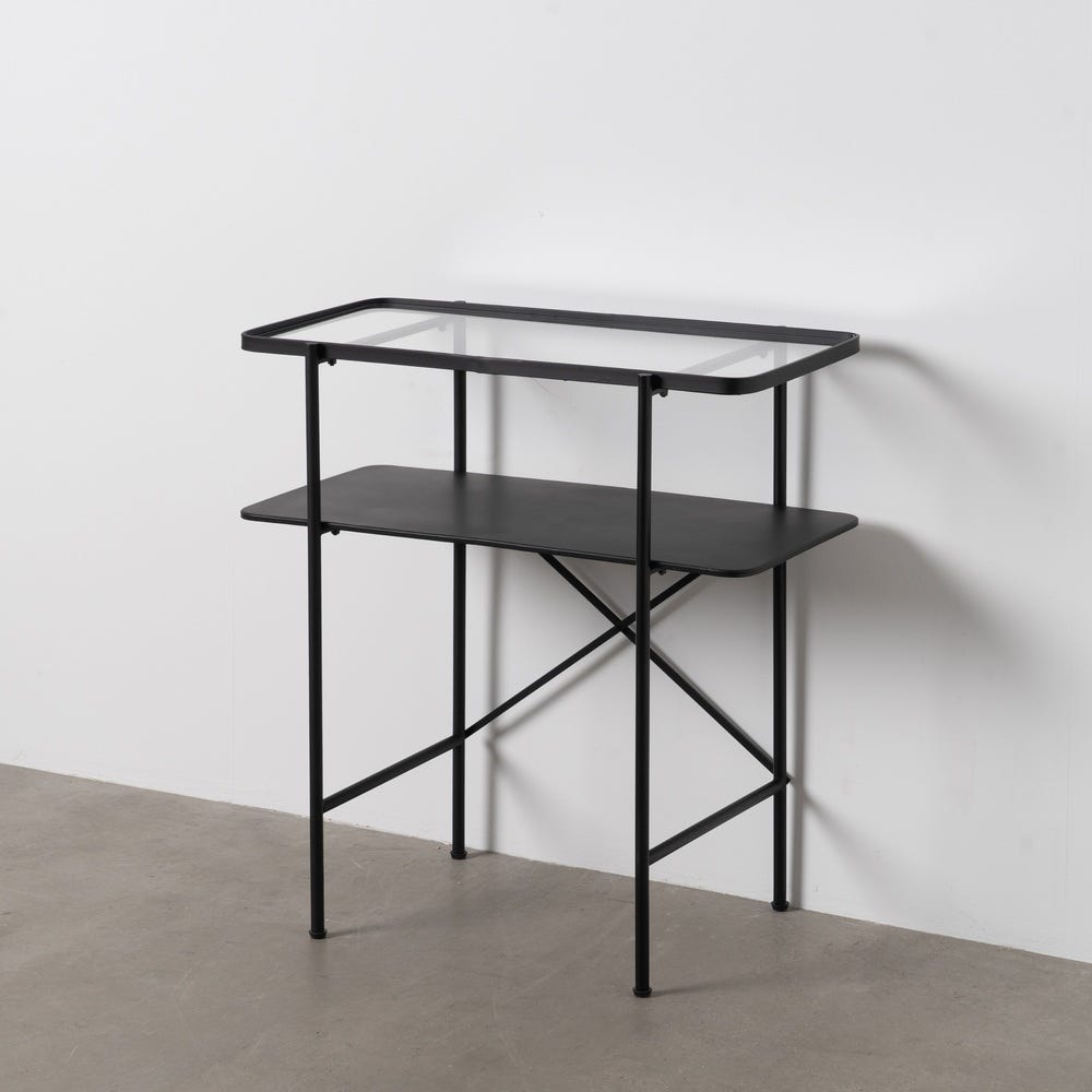 Consola Preto Metal-Cristal 70 X 33,50 X 75 Cm - Image 3