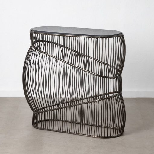 Consola Silver-Black Metal-Mármore 95 X 45 X 92 Cm - Image 4