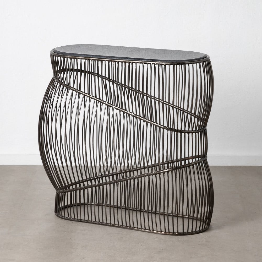 Consola Silver-Black Metal-Mármore 95 X 45 X 92 Cm - Image 4