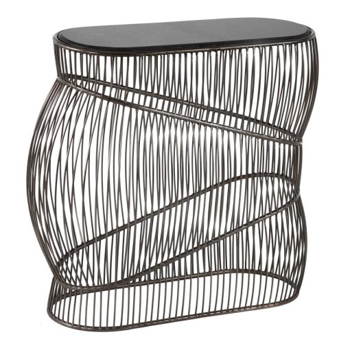 Consola Silver-Black Metal-Mármore 95 X 45 X 92 Cm - Image 5