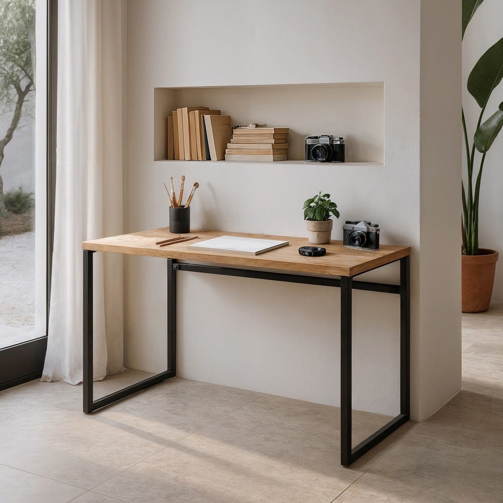 Escrivaninha Natural Madeira-Metal Room 120 X 60 X 76 Cm - Image 2