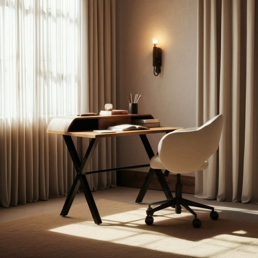 Escrivaninha Natural-Preto Madeira Mango 125 X 62 X 90 Cm - Image 2