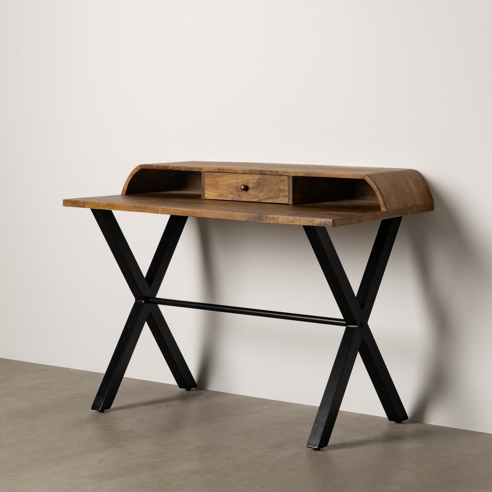 Escrivaninha Natural-Preto Madeira Mango 125 X 62 X 90 Cm