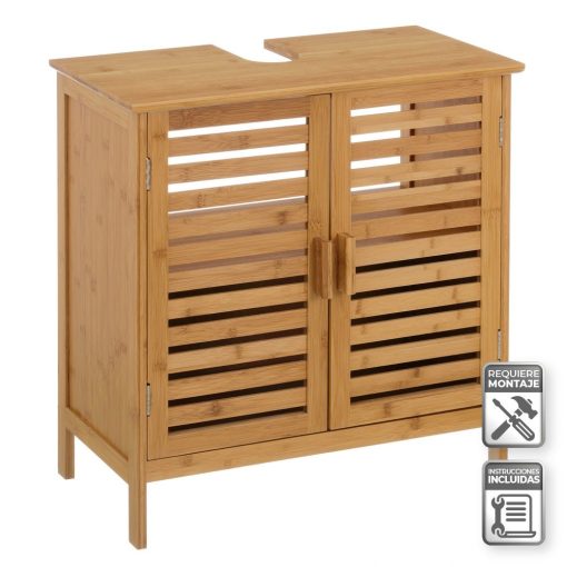 Gabinete De Banheiro 2 Portas Bambu 60 X 30 X 62 Cm - Image 2