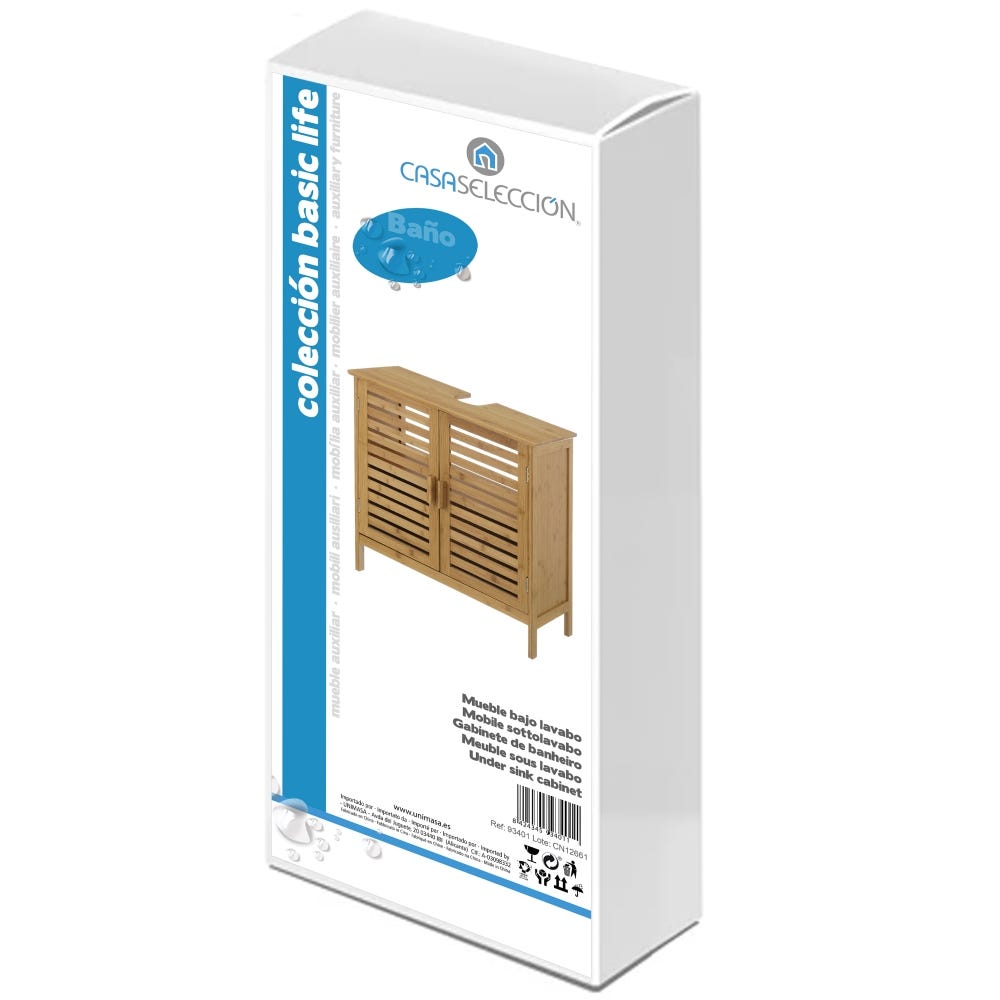 Gabinete De Banheiro 2 Portas Bambu 60 X 30 X 62 Cm - Image 3