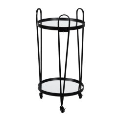 Garçonete Móveis Preto Metal-Cristal 40 X 40 X 82