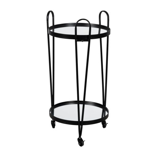 Garçonete Móveis Preto Metal-Cristal 40 X 40 X 82