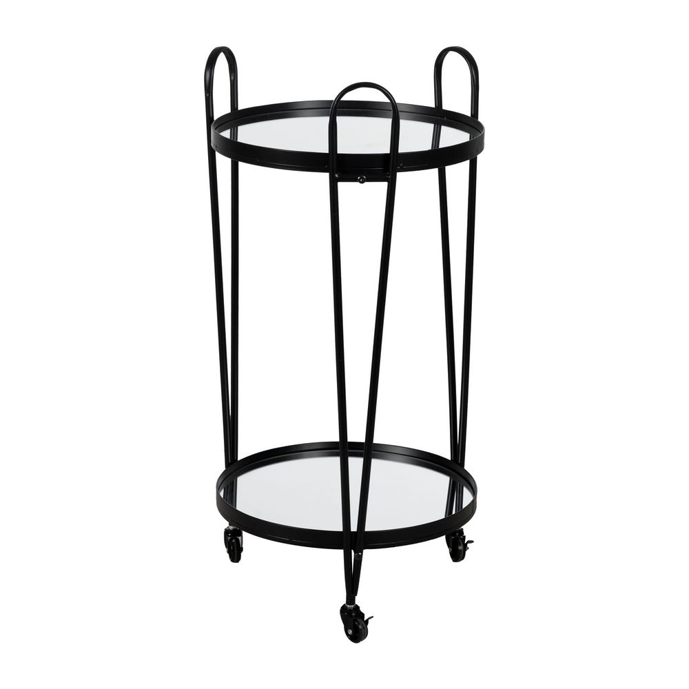 Garçonete Móveis Preto Metal-Cristal 40 X 40 X 82