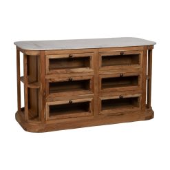 Ilha Natural Mármore/Madeira Cozinha 155 X 70 X 88 Cm